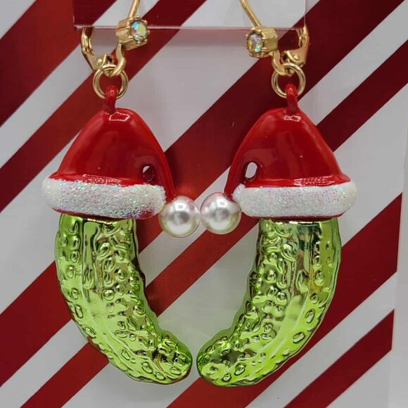 Betsey Johnson Santa Baby Pickle Drop Earrings NWT!  NEW! - Picture 4 of 7